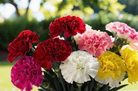 Multi-colored-carnation-flower-bouquets-with-beautiful-background